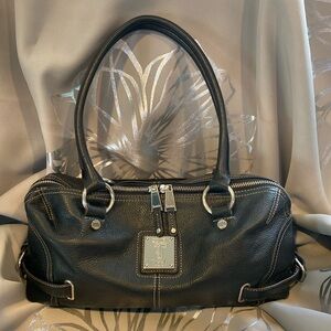 Tignanello black leather buckle bag